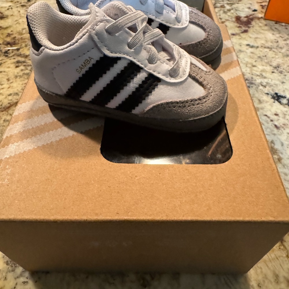 Adidas Kids Samba Sneakers - White and Brown - Picture 2 of 8